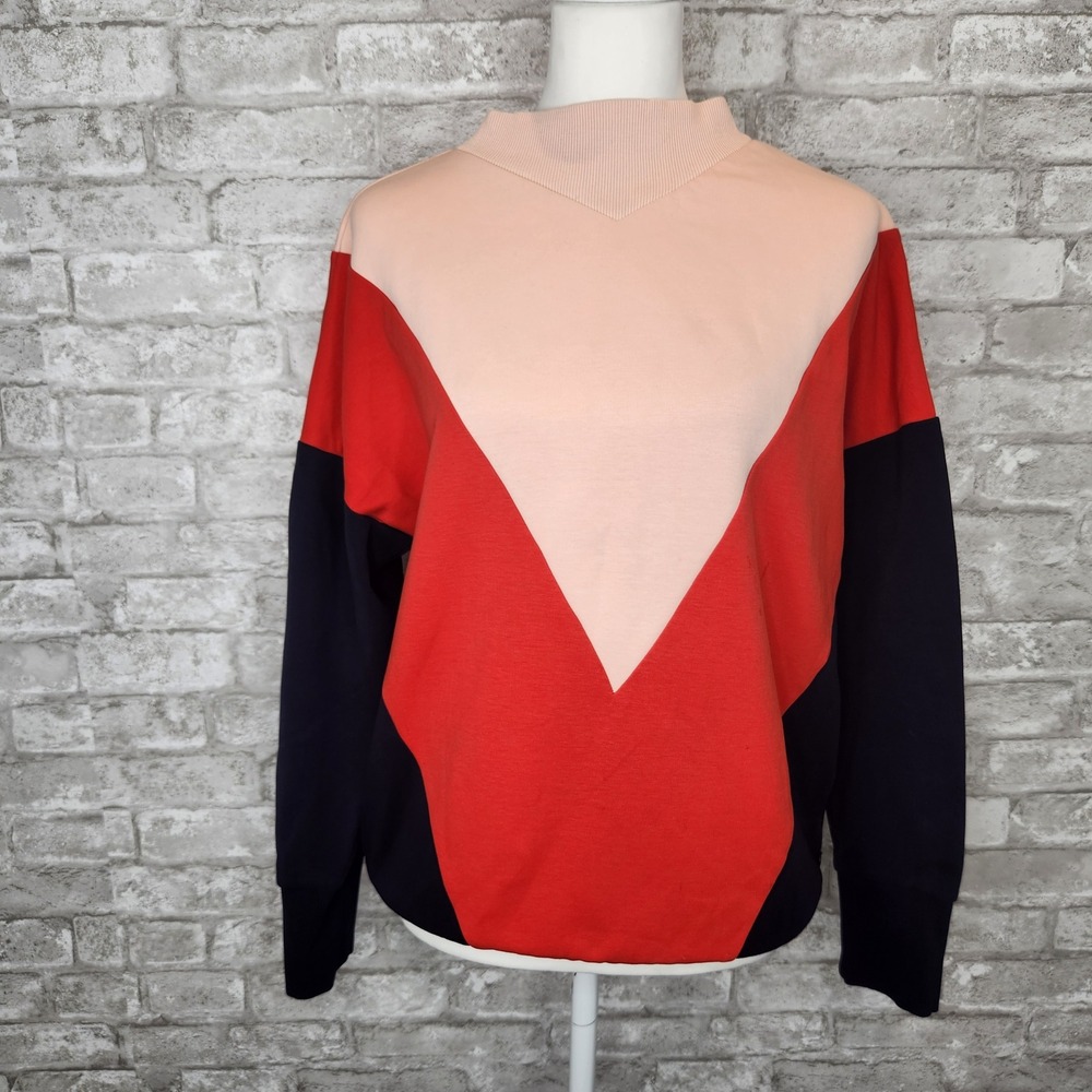 Scotch & Soda Sweatshirt Colorblock Chevron Mock Neck Streetwear M